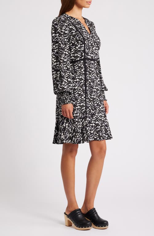 Shop Caslonr Caslon(r) Floral Long Sleeve Dress In Black- Grey Floral Fields