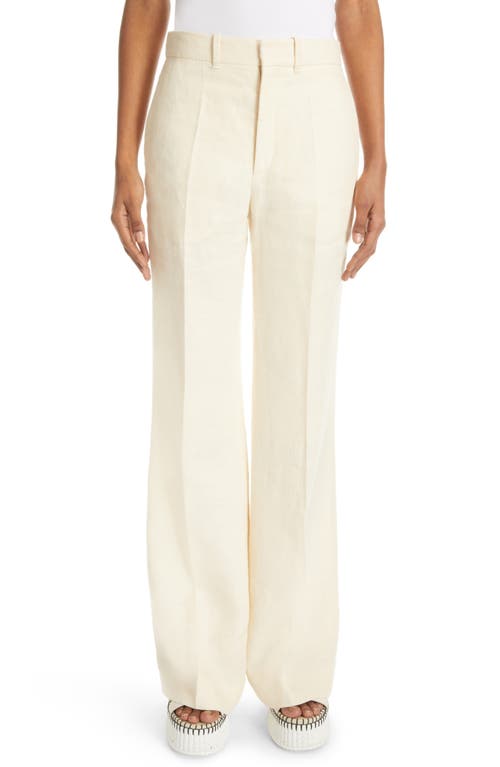 Chloé Vertical Wide Leg Flare Linen Trousers in Coconut Milk at Nordstrom, Size 10 Us