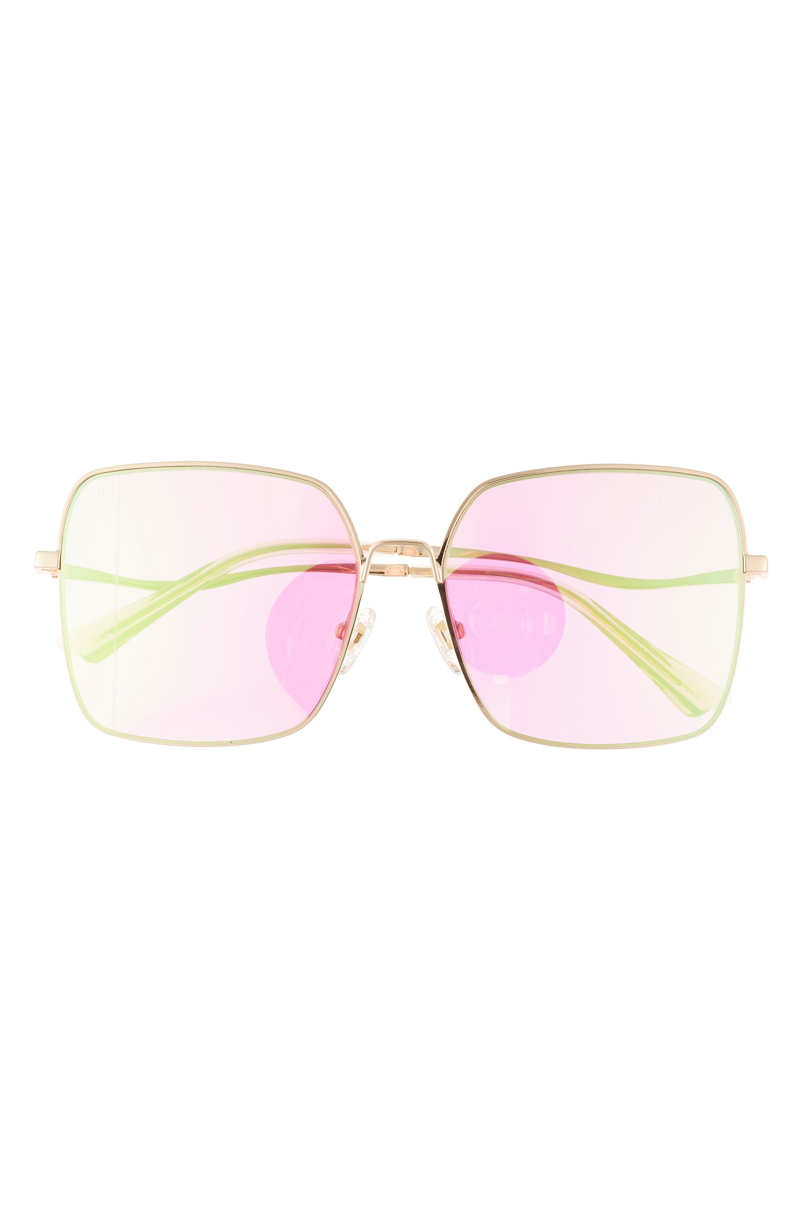 DIFF Clara 59mm Gradient Square Sunglasses in Gold/Coral Mirror 
