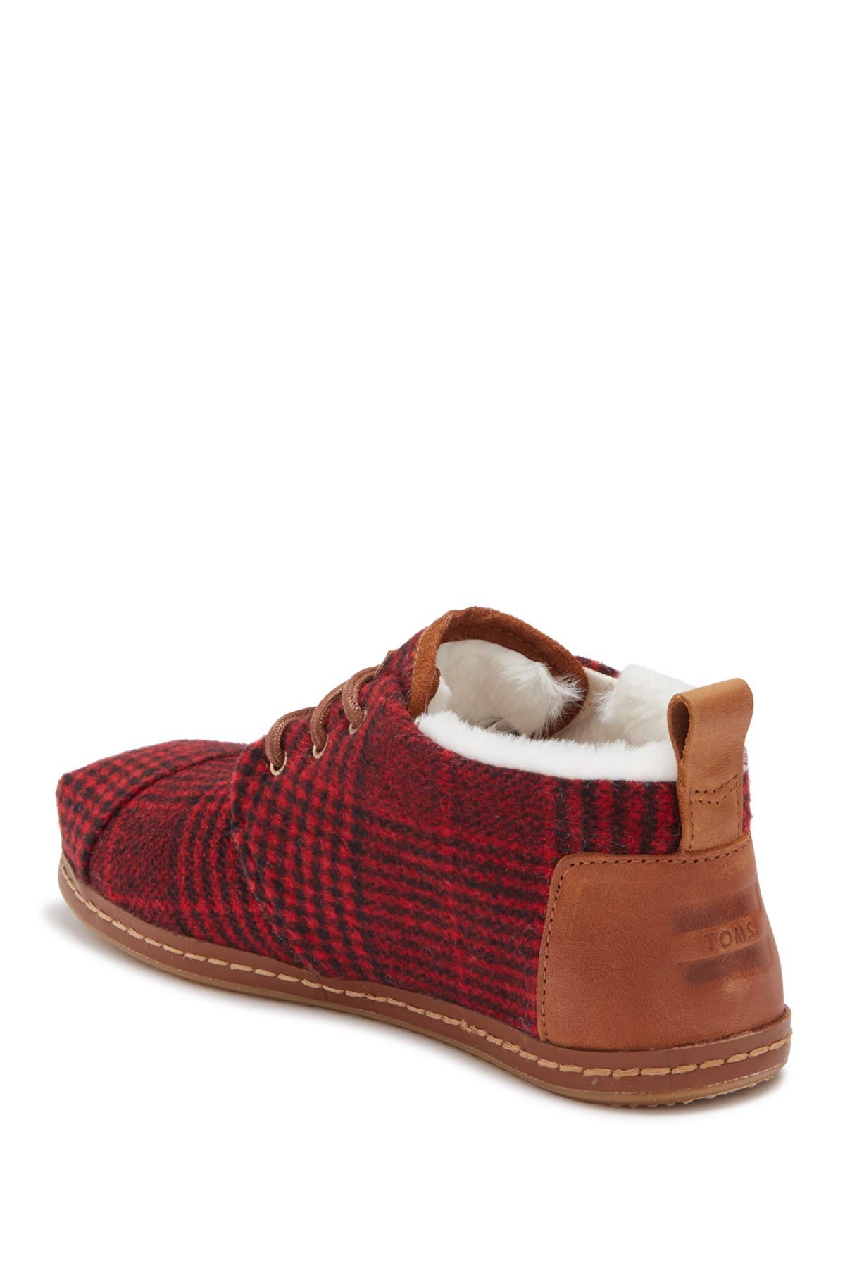 toms red plaid felt women's bota boots