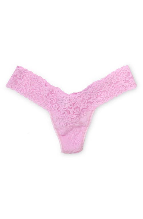 Signature Lace Low Rise Thong in Cotton Candy Pink