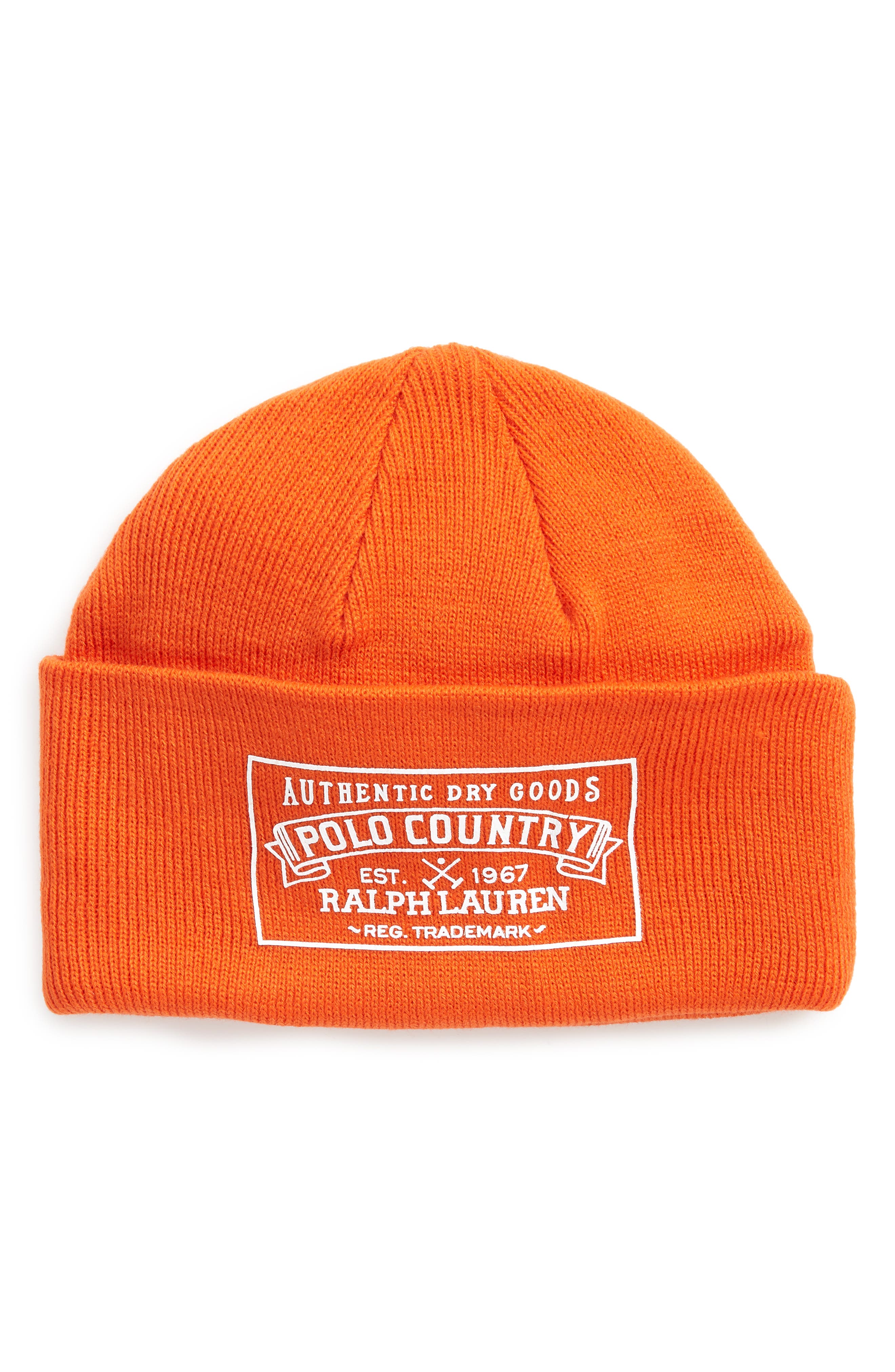 orange ralph lauren beanie