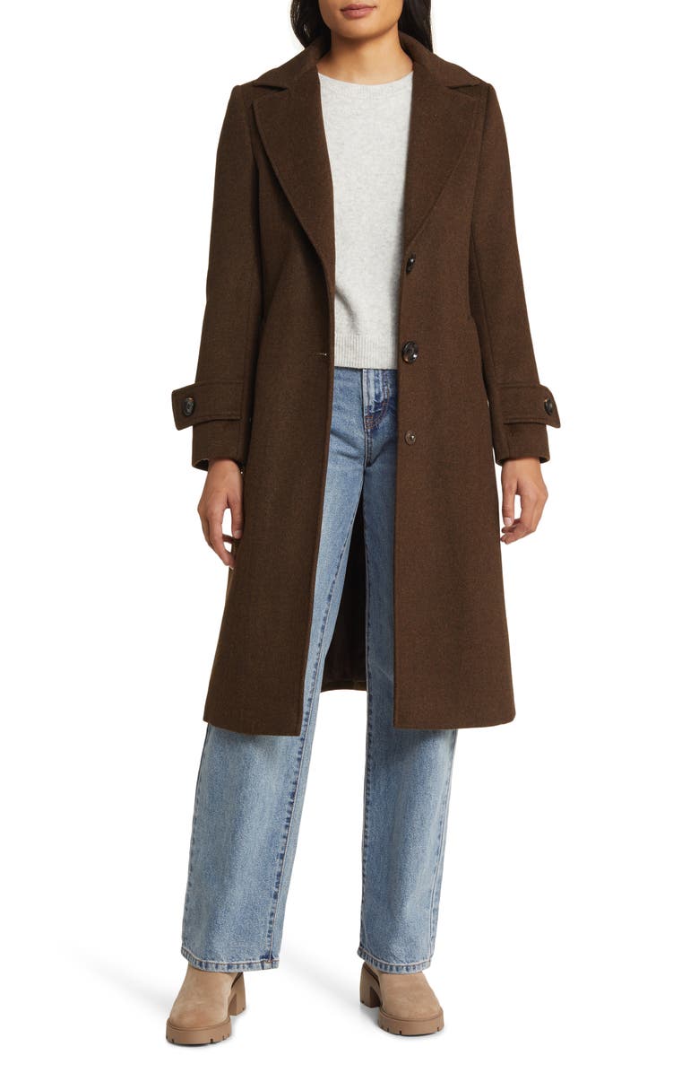 Sam Edelman Notch Collar Longline Wool Blend Coat | Nordstrom