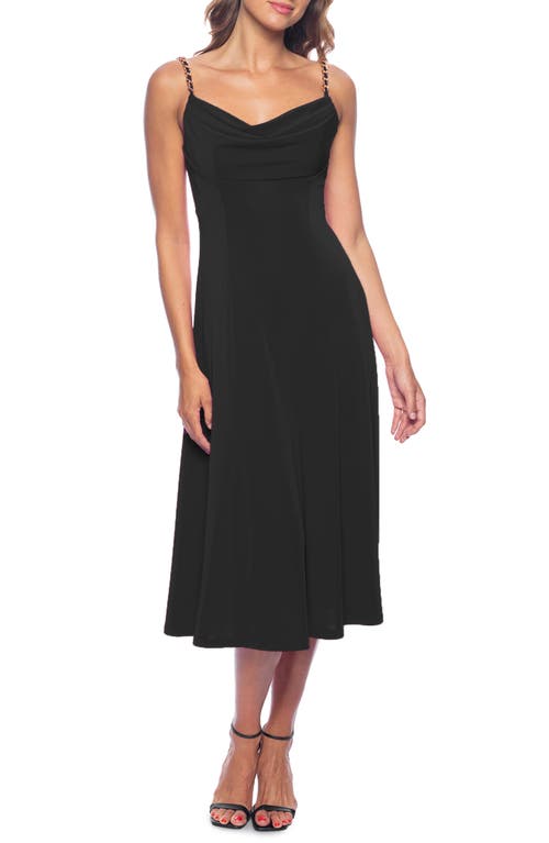 Shop Marina Cowl Neck Cocktail Midi Dress In Black