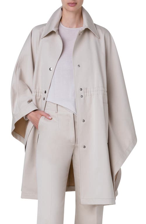 Akris Water Repellent Cotton Cape Coat 034 Greige at Nordstrom,