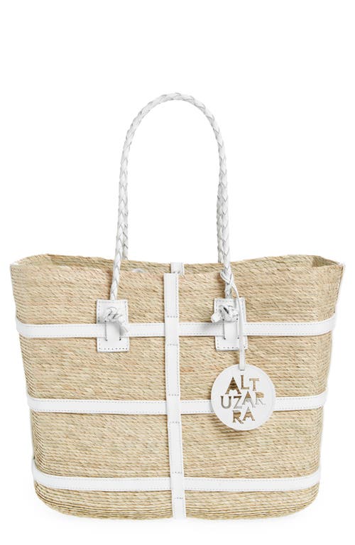 Shop Altuzarra Large Watermill East/west Straw Tote In Natural/white