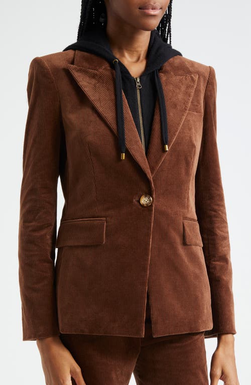 Shop Veronica Beard Reagan Cotton Stretch Corduroy Dickey Jacket In Dark Cocoa