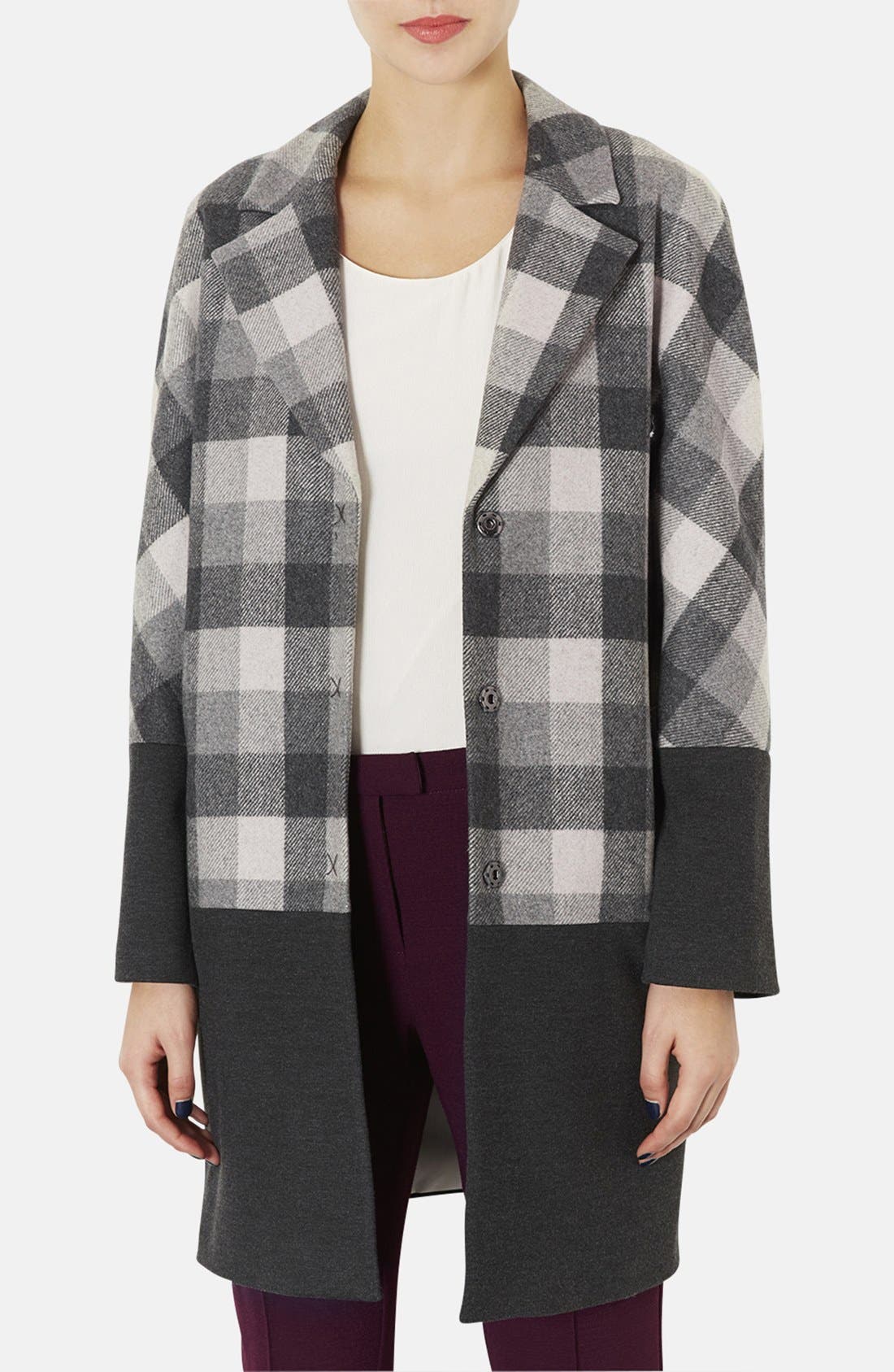 Contrast Trim Check Boyfriend Coat Nordstrom