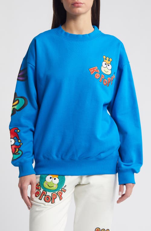 Shop Dumbgood X Sanrio Keroppi® Cotton Graphic Sweatshirt In Blue