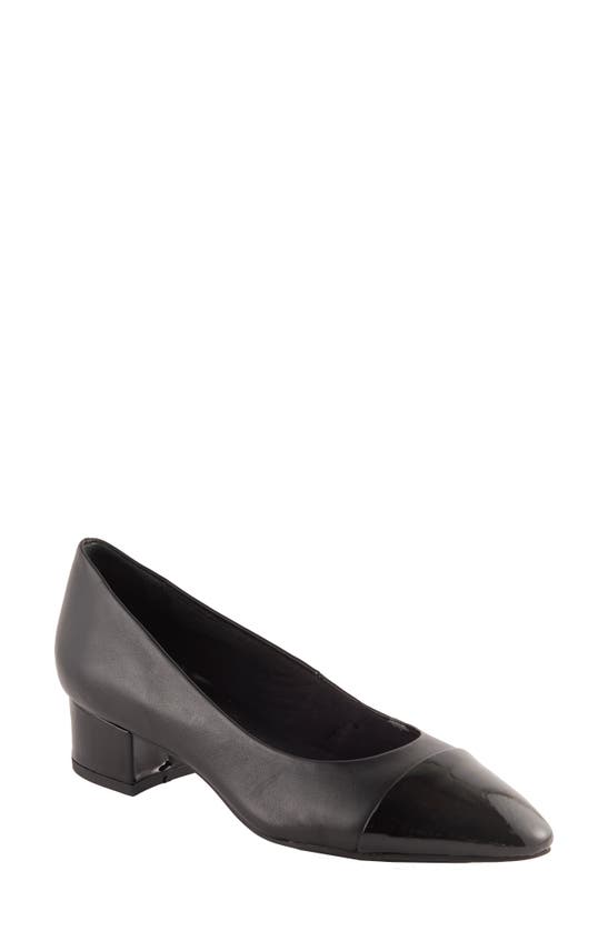 David Tate Colette Cap Toe Pump In Black Nappa