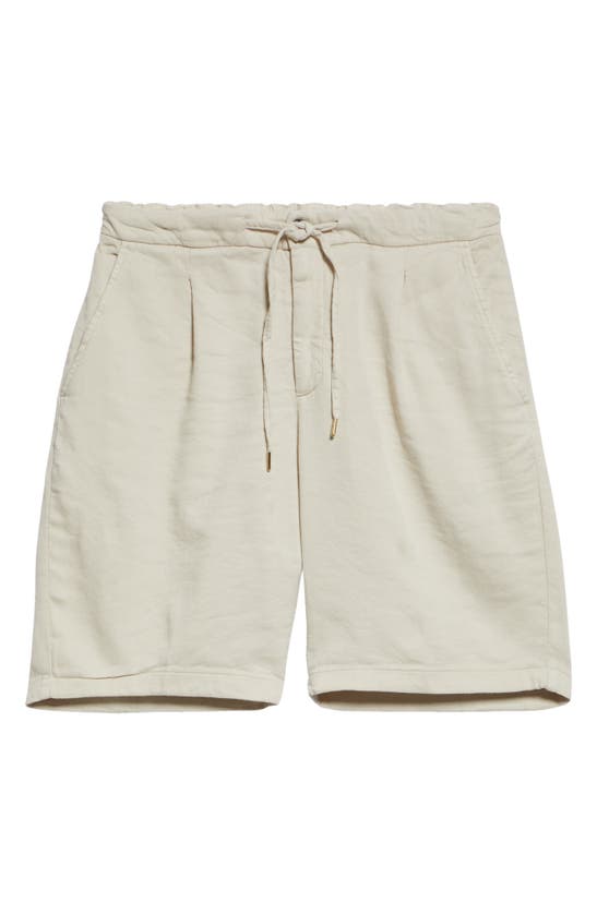 Shop Thom Sweeney Pleated Stretch Linen & Cotton Jersey Shorts In Stone