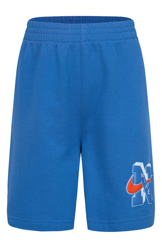 Shop Nike Kids' Henley & Sweat Shorts Set In Star Blue