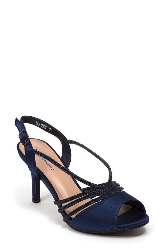 Lady Couture Allure Embellished Satin Sandal In Navy | ModeSens