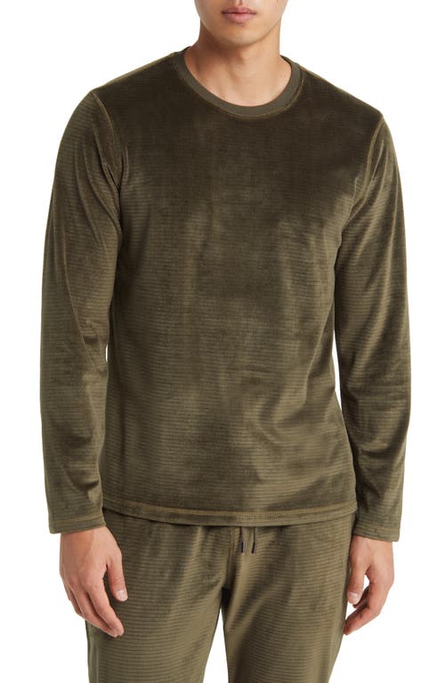 Chainlink Velour Long Sleeve Pajama T-Shirt in Army