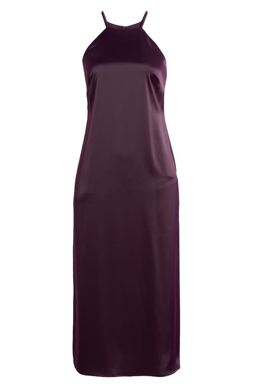 Shop Anne Klein Satin Midi Slipdress In Deep Plum