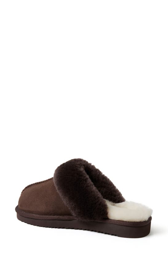 Fireside By Dearfoams Sydney Water Resistant Genuine Shearling Scuff Slipper In Coffee