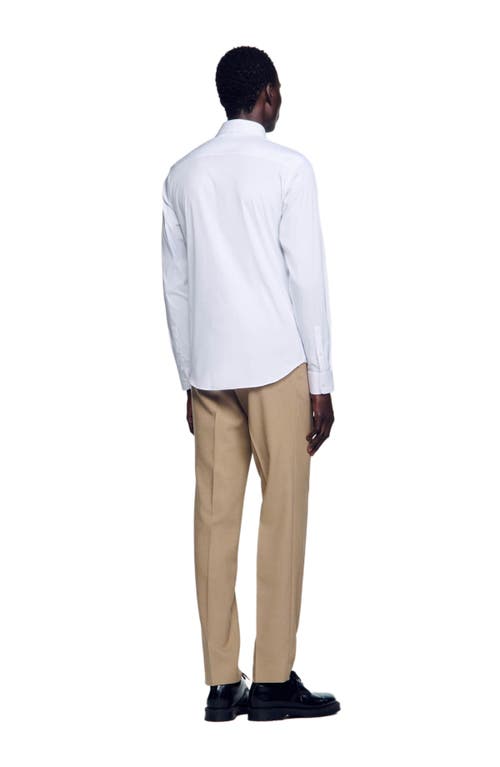 Shop Sandro Fitted Stretch Cotton Shirt In White