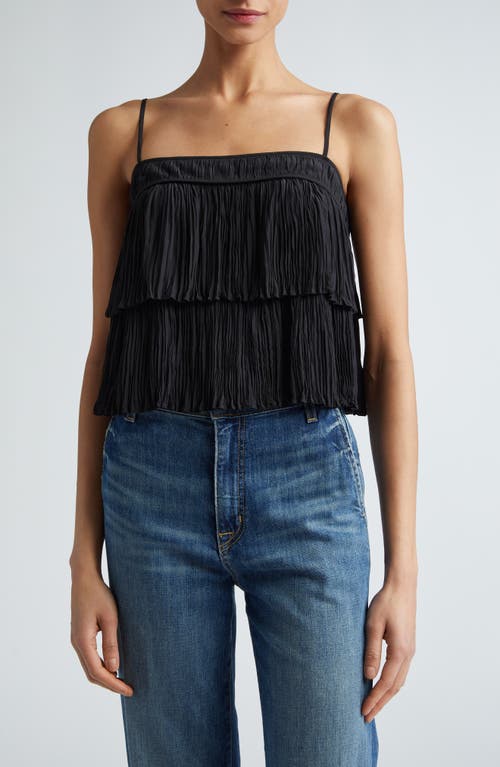 Eula Tiered Pleated Ruffle Camisole in Black