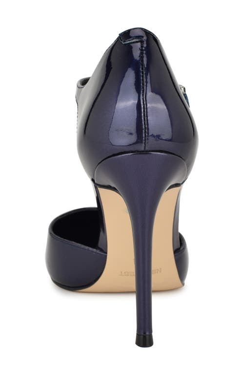 Shop Nine West Fiere Ankle Strap Pointed Toe Pump In Dark Blue