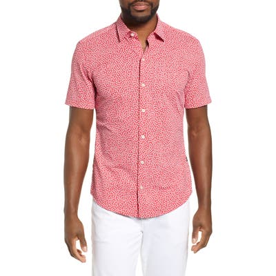 Boss Robb Sharp Fit Floral Print Shirt, Pink