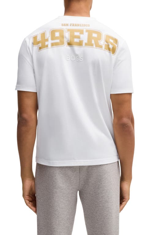 Shop Hugo Boss Boss X Nfl Stretch Cotton Graphic T-shirt In San Francisco 49ers - White