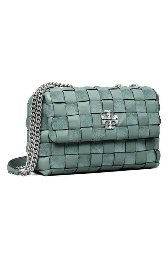 TORY BURCH KIRA SMALL WOVEN LEATHER CONVERTIBLE SHOULDER BAG