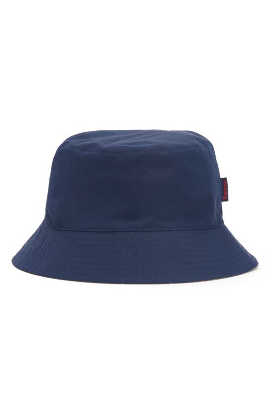 Shop Barbour Hutton Reversible Bucket Hat In Navy/ Classic