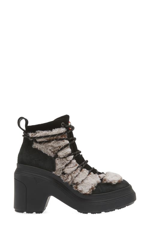 Shop Hunter Explorer Faux Fur Trimmed Lace-up Bootie In Black/natural