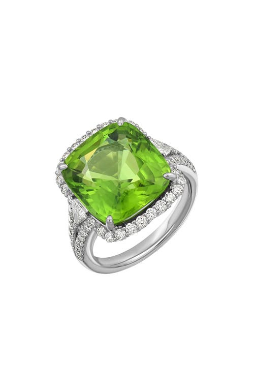 Shop Bony Levy El Mar Iris Peridot & Diamond Statement Ring In 18k White Gold