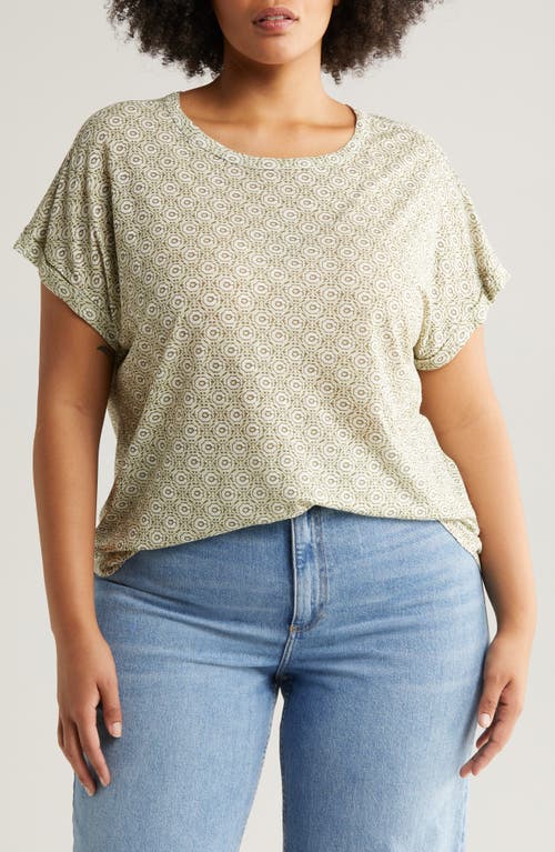 Lucky Brand Floral Print Dolman Sleeve T-Shirt Green at Nordstrom,