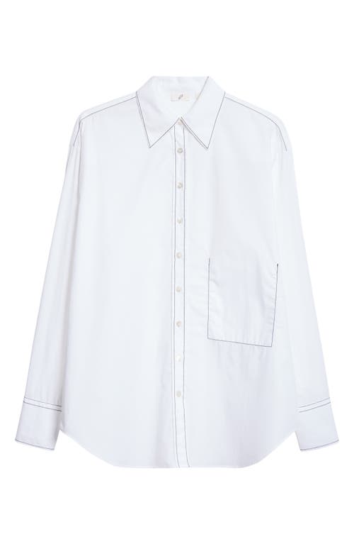 Shop Bite Studios Contrast Stitch Organic Cotton Button-up Shirt In White