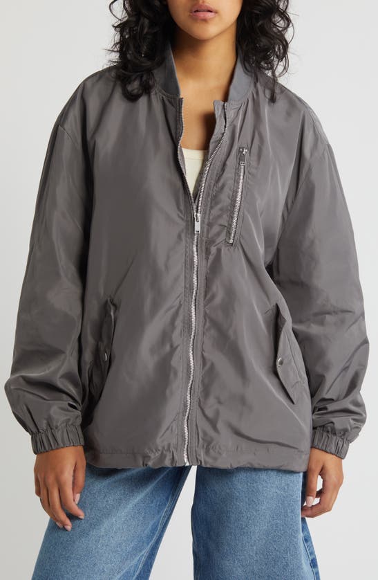 Shop Noisy May Ava Bomber Jacket In Charcoal Gray