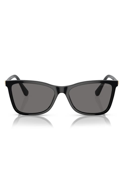 Swarovski 55mm Polarized Rectangular Sunglasses in Black at Nordstrom