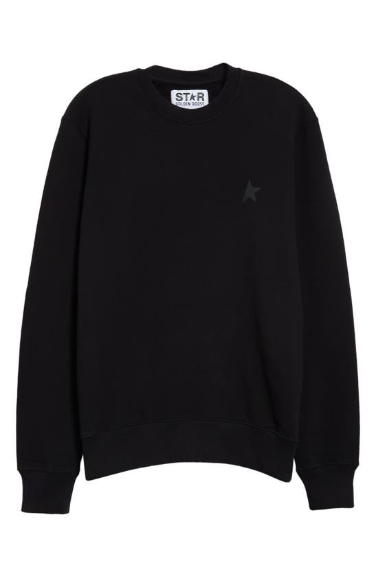 Shop Golden Goose Archibald Star Cotton Crewneck Sweatshirt In Black