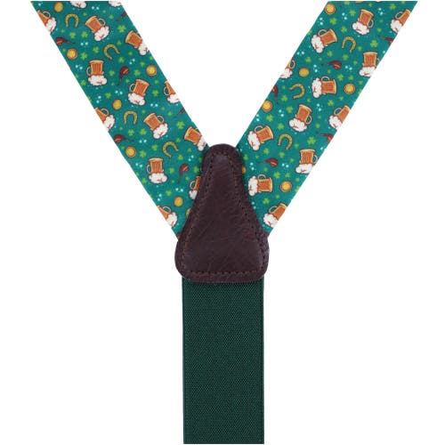 Shop Trafalgar Cheers To St. Patrick's Day Silk Button End Suspenders In Multiple