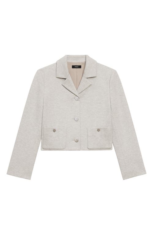 Theory Boxy Crop Jacket In Light Grey Melange