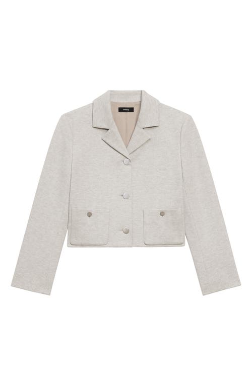 Shop Theory Boxy Crop Jacket In Light Grey Melange