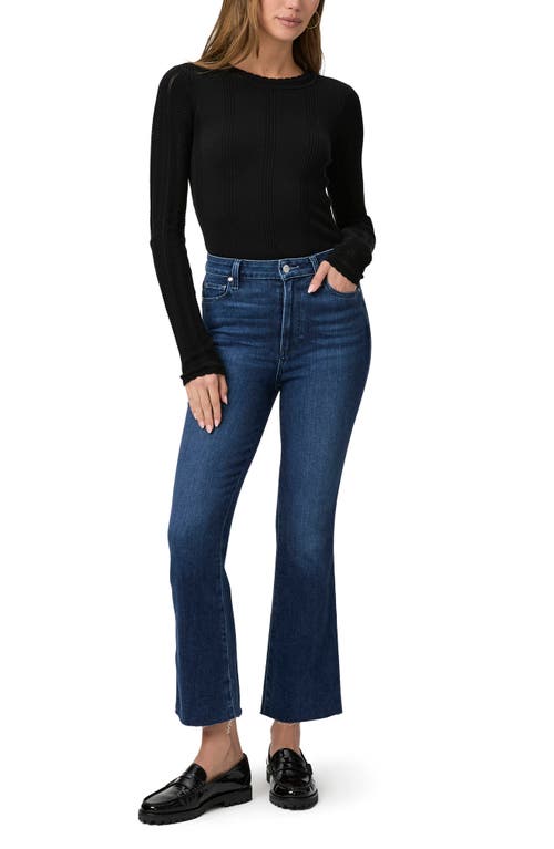 PAIGE PAIGE CLAUDINE RAW HEM HIGH WAIST ANKLE FLARE JEANS