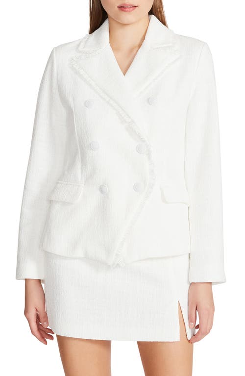 Steve Madden Naomi Double Breasted Tweed Blazer in Ivory