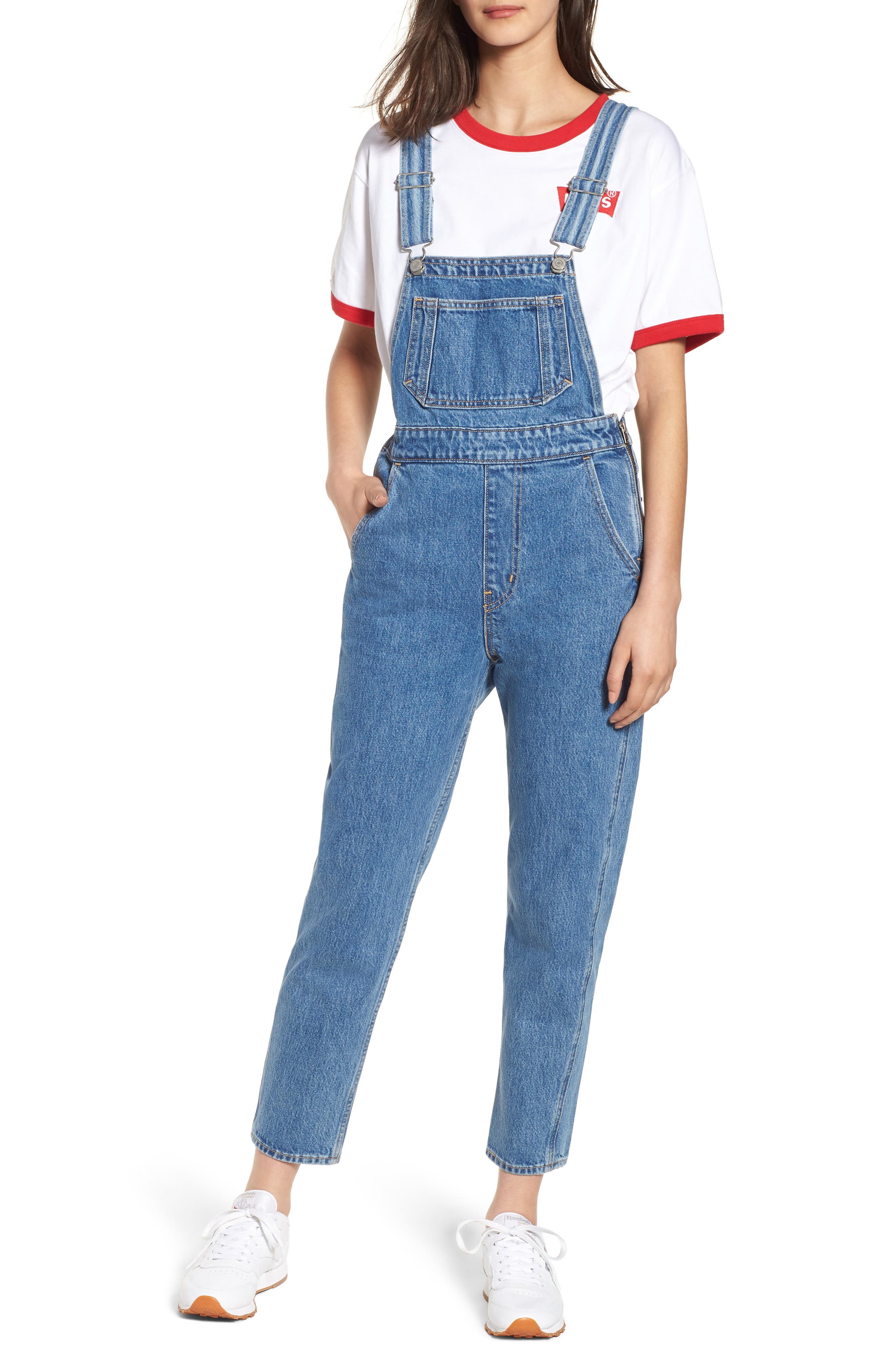 levis mom overalls hey shorty