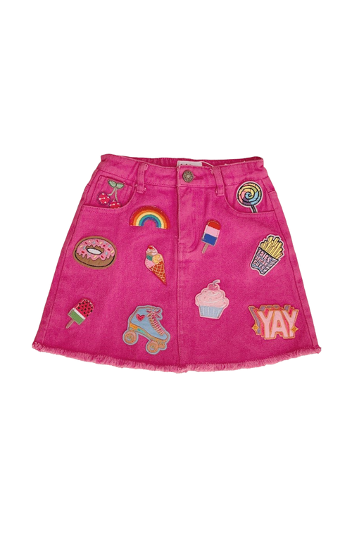 Shop Lola + The Boys All About Patch Denim Skirt In Pink