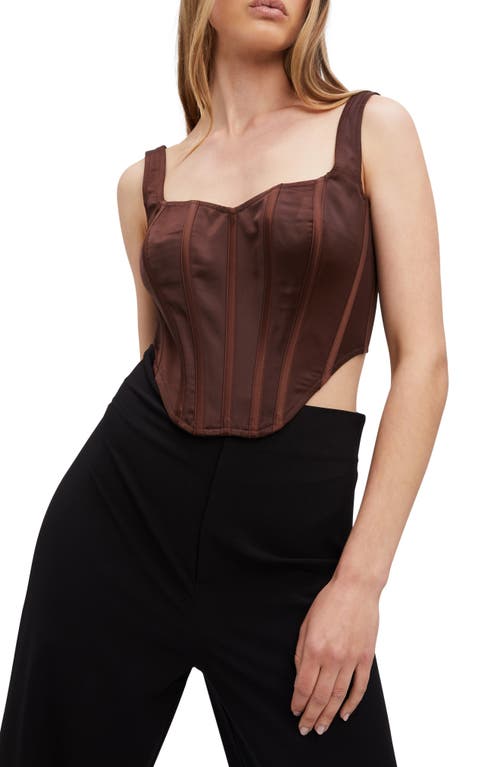 Bardot Satin Corset Top in Chocolate at Nordstrom, Size 6