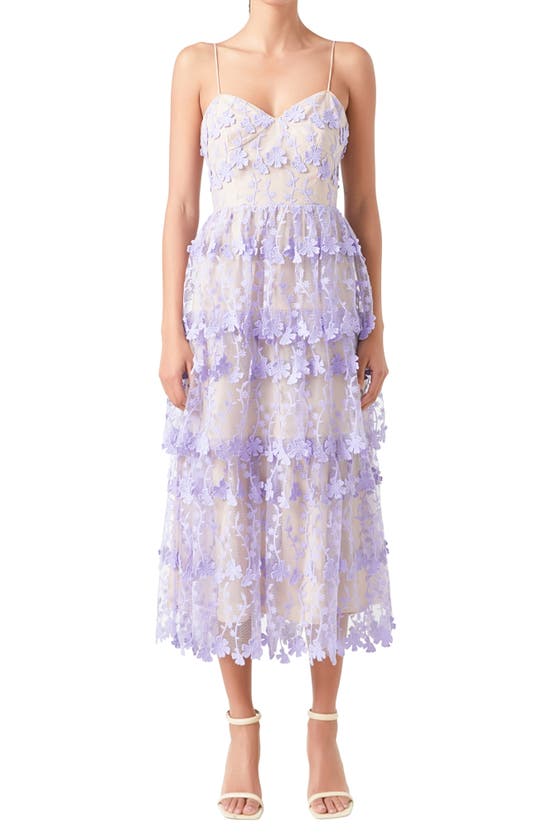 Endless Rose Women's Floral Layered Midi Dress In Lilac