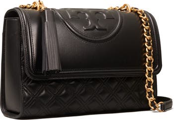 Tory Burch Fleming Convertible Leather Shoulder Bag- Black 52311-001  192485028232 - Handbags - Jomashop