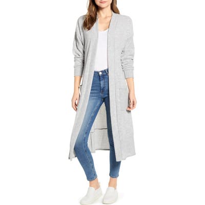 Caslon Patch Pocket Longline Cardigan, Grey