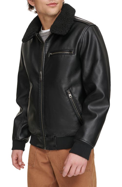 Shop Levi's Faux Leather & Faux Shearling Bomber Jacket In Black