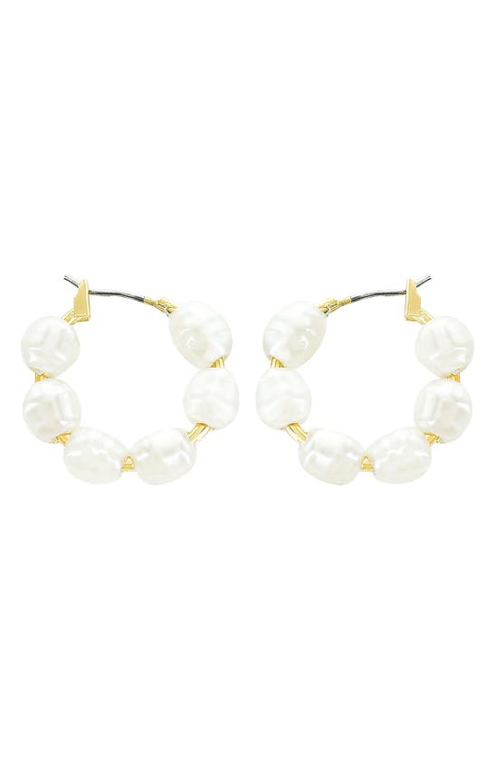 Panacea Imitation Pearl Hoop Earrings In White