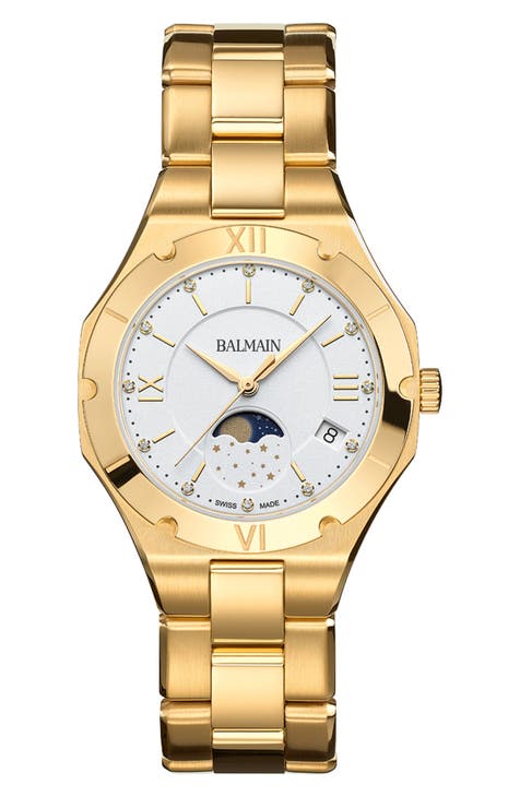 Be Balmain Diamond Moon Phase Bracelet Watch, 33mm