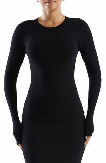 Naked Wardrobe Scoop-neck Long-sleeve Crop Top In Black