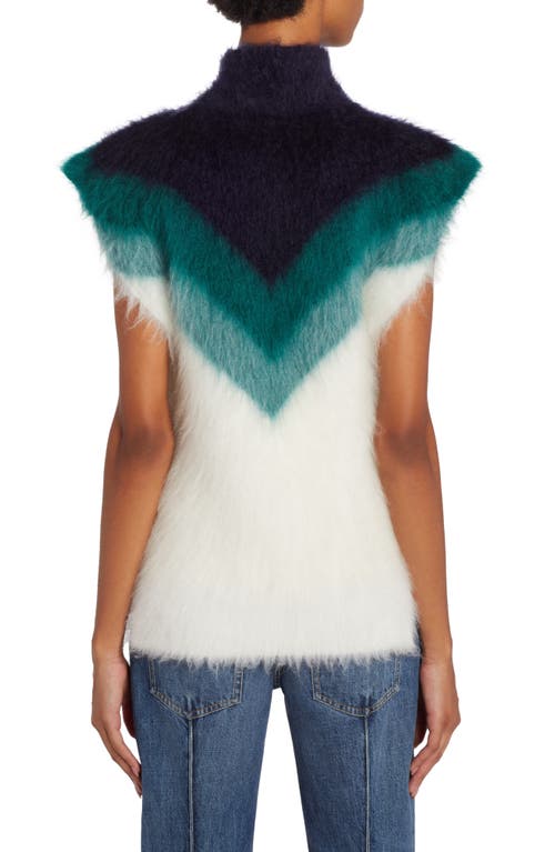 Shop Bottega Veneta Wool & Mohair Blend Sleeveless Turtleneck Sweater In Mid Blue/bil./chalk